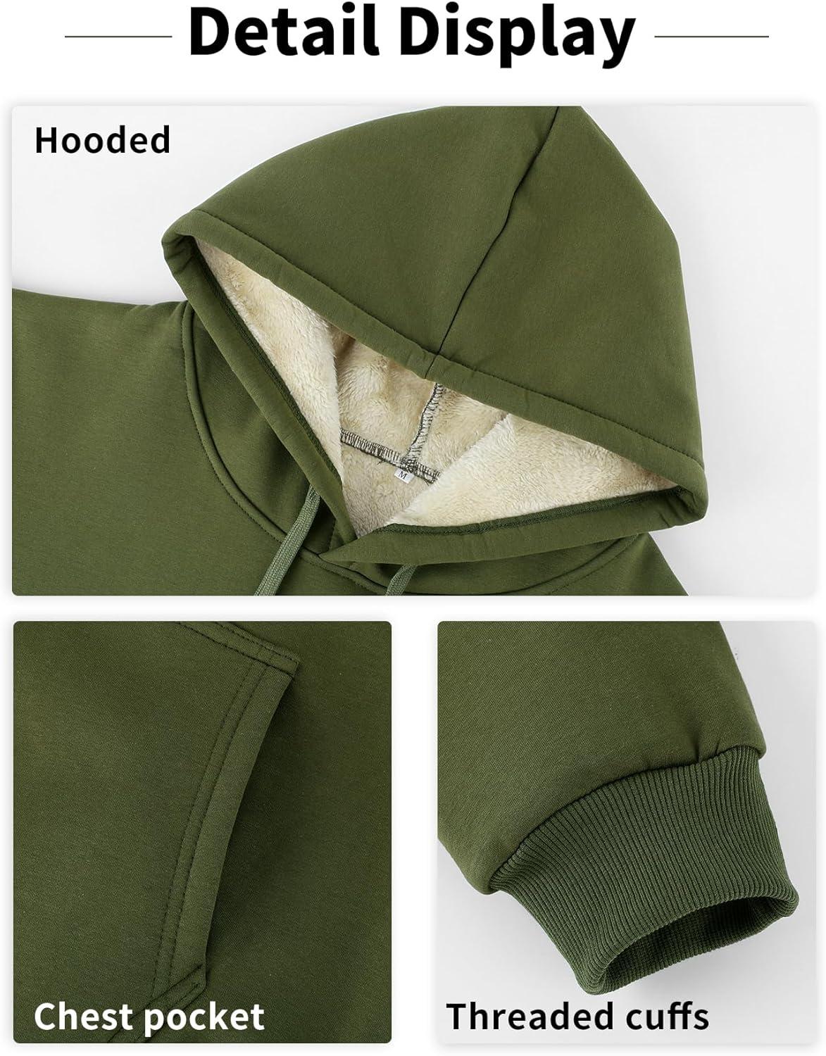 imageGihuo Mens Fleece Crewneck Sweatshirts Sherpa Lined Pullover Winter Warm Shirt02 Army