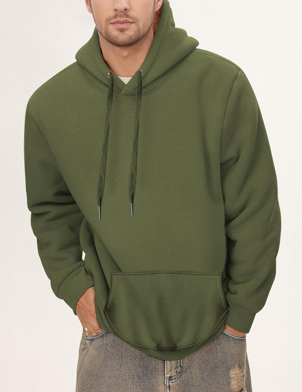 imageGihuo Mens Fleece Crewneck Sweatshirts Sherpa Lined Pullover Winter Warm Shirt02 Army
