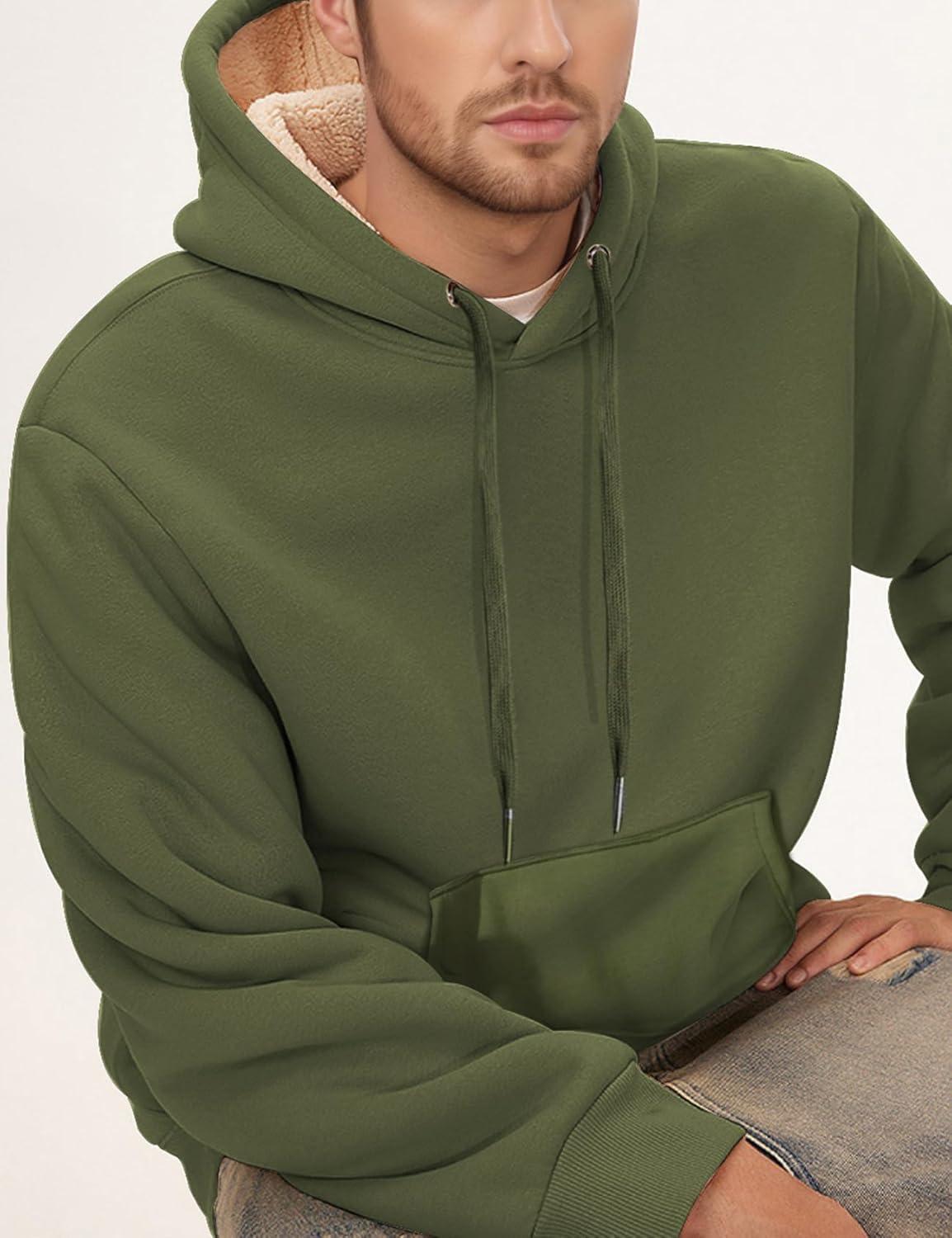 imageGihuo Mens Fleece Crewneck Sweatshirts Sherpa Lined Pullover Winter Warm Shirt02 Army