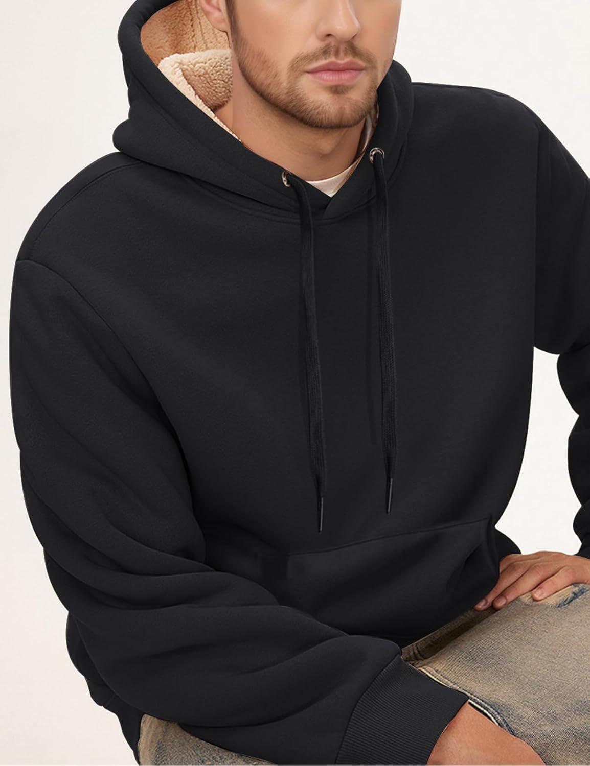 imageGihuo Mens Fleece Crewneck Sweatshirts Sherpa Lined Pullover Winter Warm Shirt02 Black