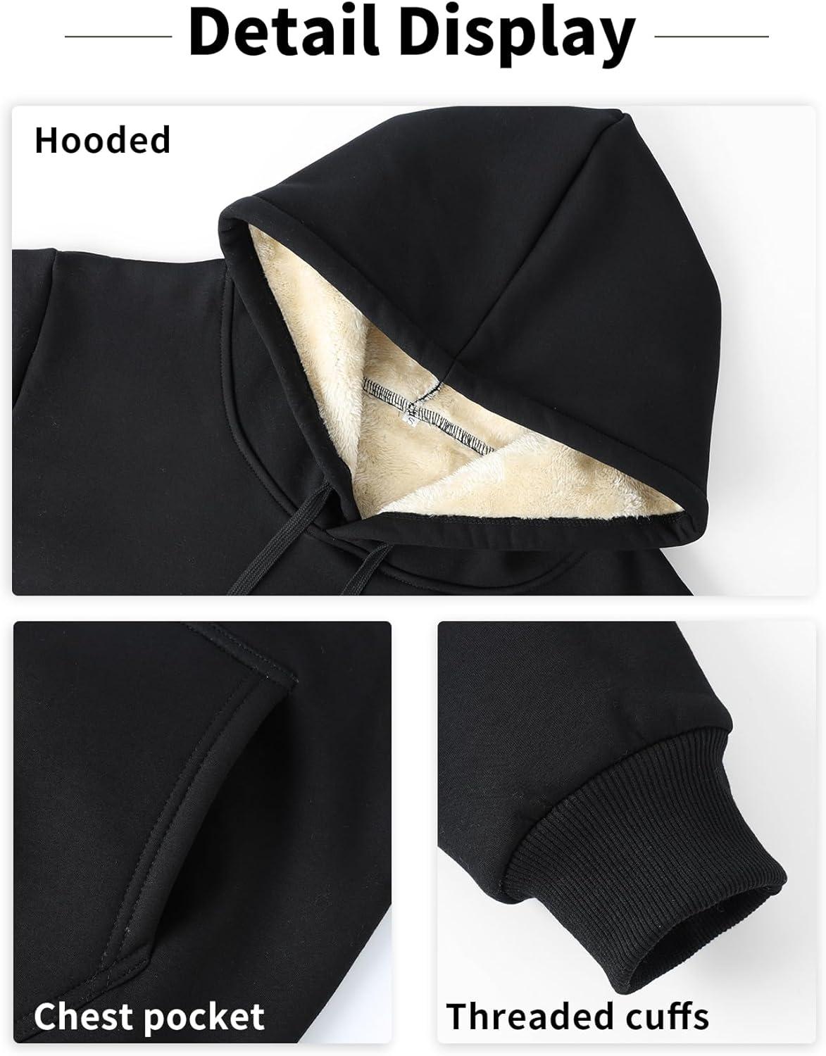 imageGihuo Mens Fleece Crewneck Sweatshirts Sherpa Lined Pullover Winter Warm Shirt02 Black