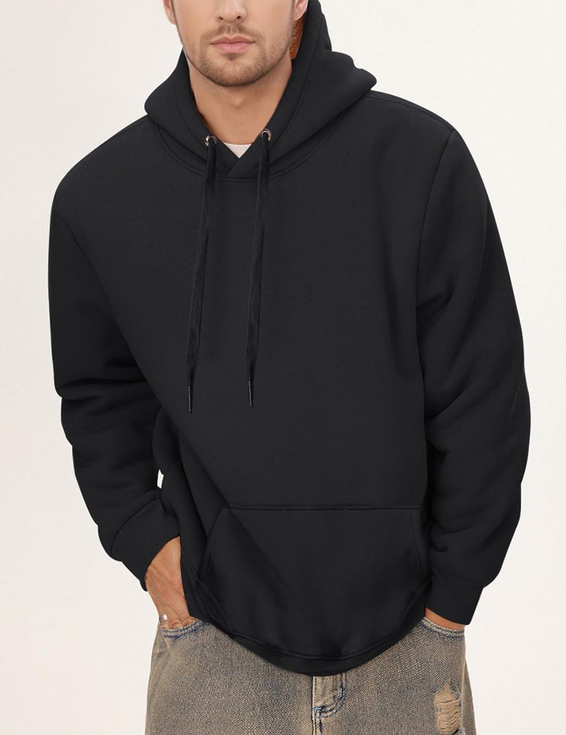 imageGihuo Mens Fleece Crewneck Sweatshirts Sherpa Lined Pullover Winter Warm Shirt02 Black
