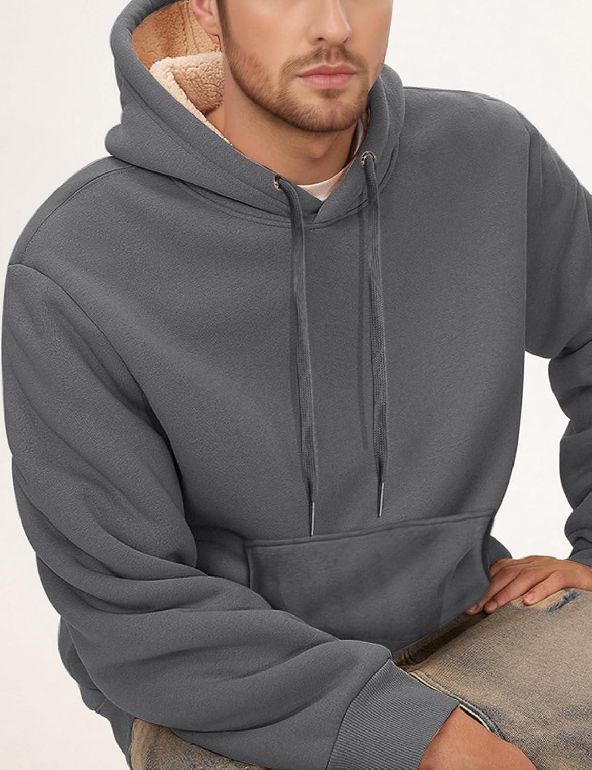 imageGihuo Mens Fleece Crewneck Sweatshirts Sherpa Lined Pullover Winter Warm Shirt02 Darkgrey