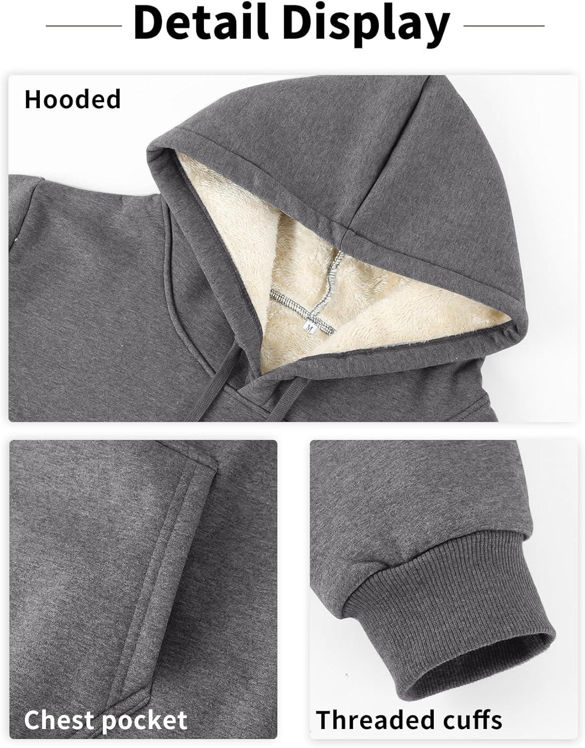 imageGihuo Mens Fleece Crewneck Sweatshirts Sherpa Lined Pullover Winter Warm Shirt02 Darkgrey
