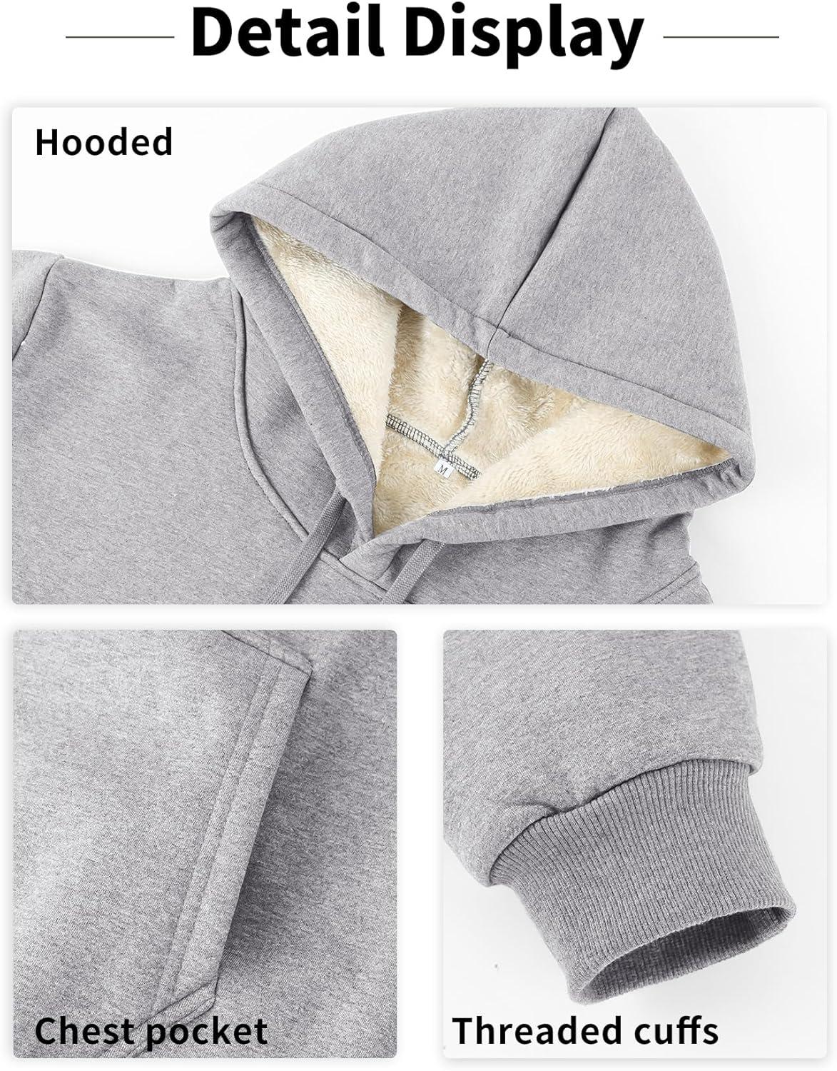 imageGihuo Mens Fleece Crewneck Sweatshirts Sherpa Lined Pullover Winter Warm Shirt02 Light Grey