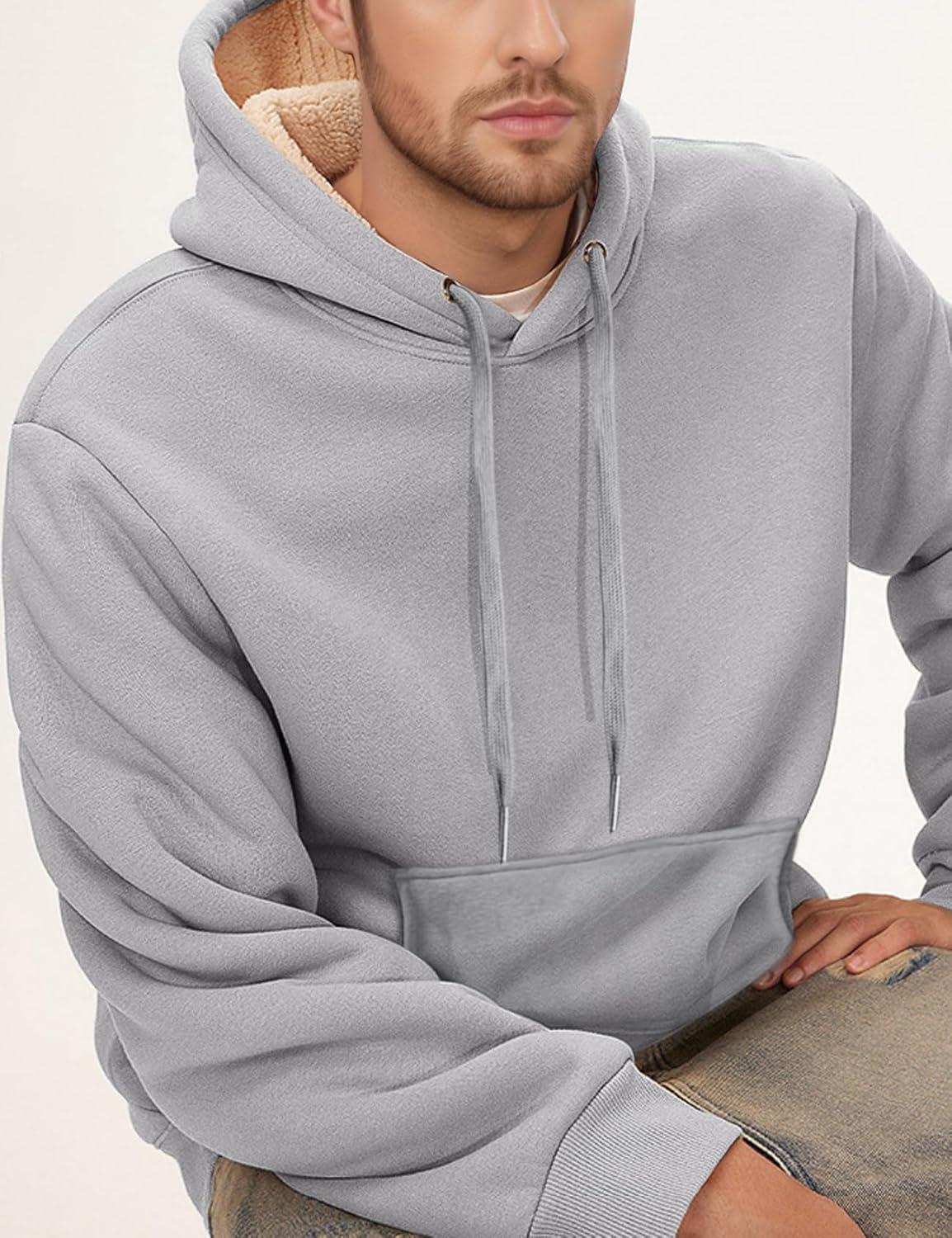 imageGihuo Mens Fleece Crewneck Sweatshirts Sherpa Lined Pullover Winter Warm Shirt02 Light Grey