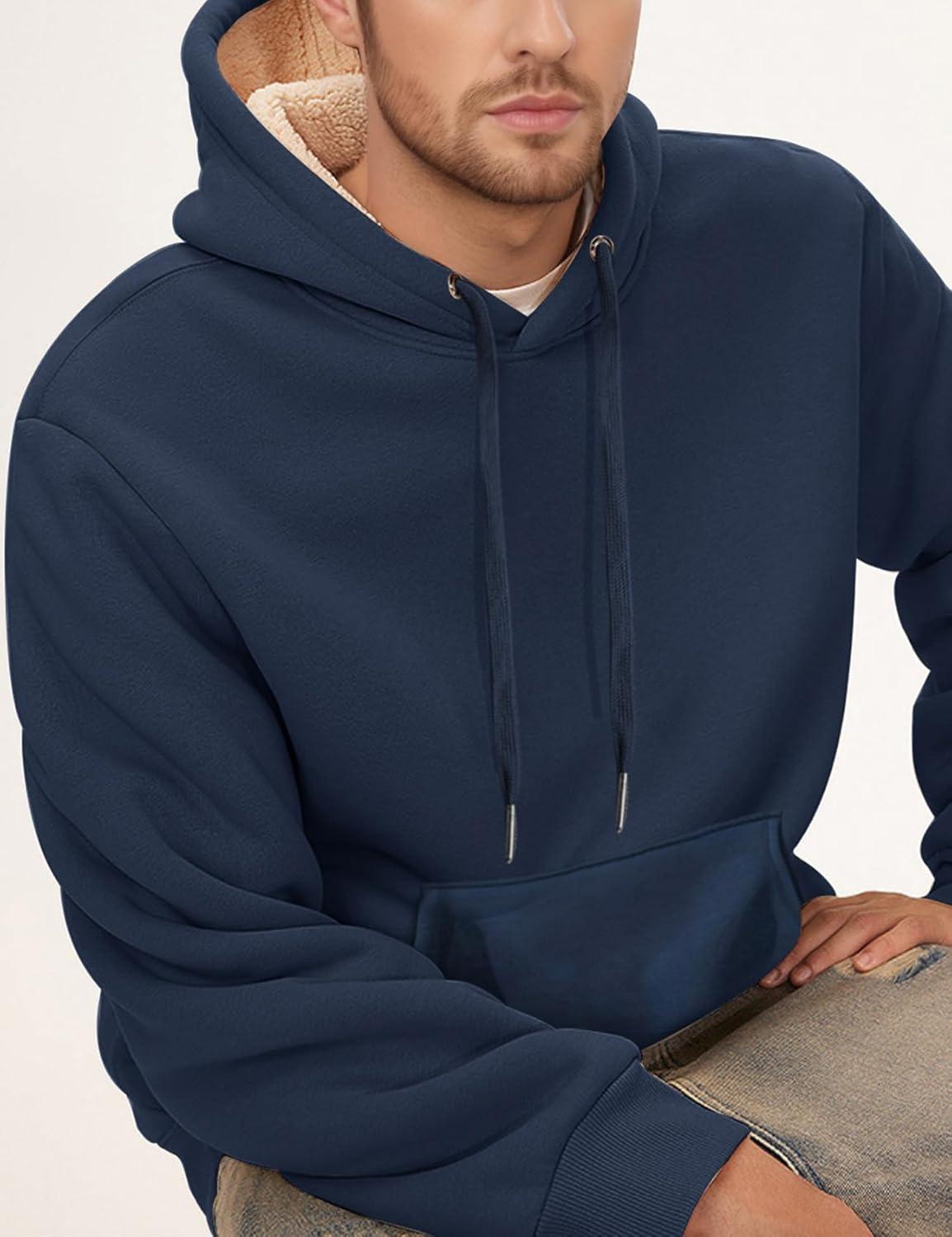 imageGihuo Mens Fleece Crewneck Sweatshirts Sherpa Lined Pullover Winter Warm Shirt02 Navy