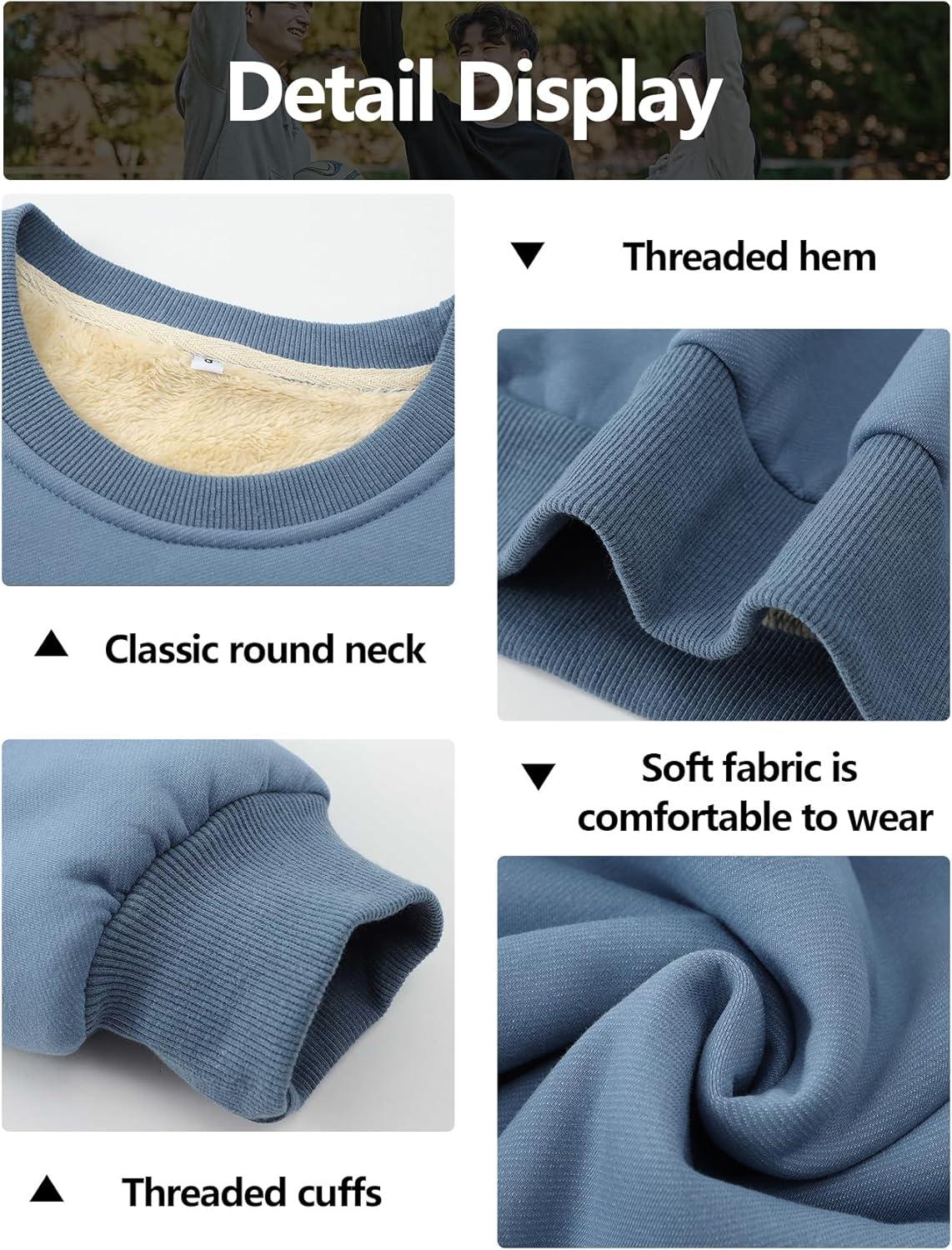 imageGihuo Mens Fleece Crewneck Sweatshirts Sherpa Lined Pullover Winter Warm ShirtBlue