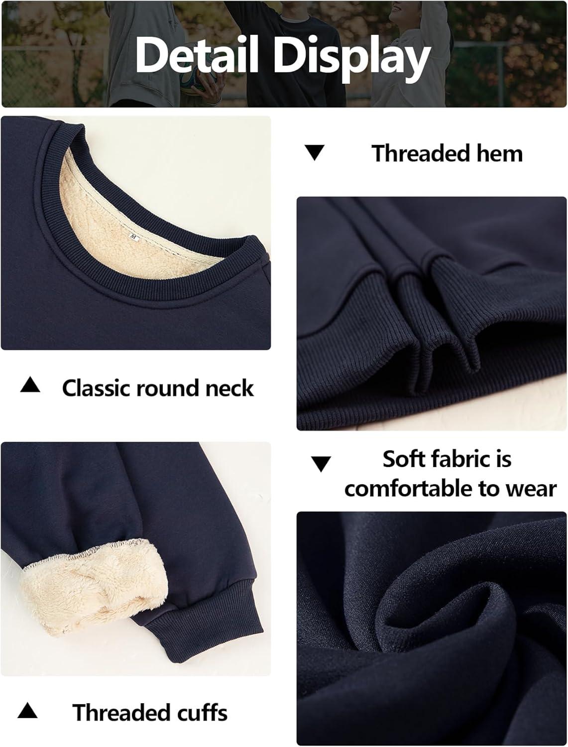 imageGihuo Mens Fleece Crewneck Sweatshirts Sherpa Lined Pullover Winter Warm ShirtNavy