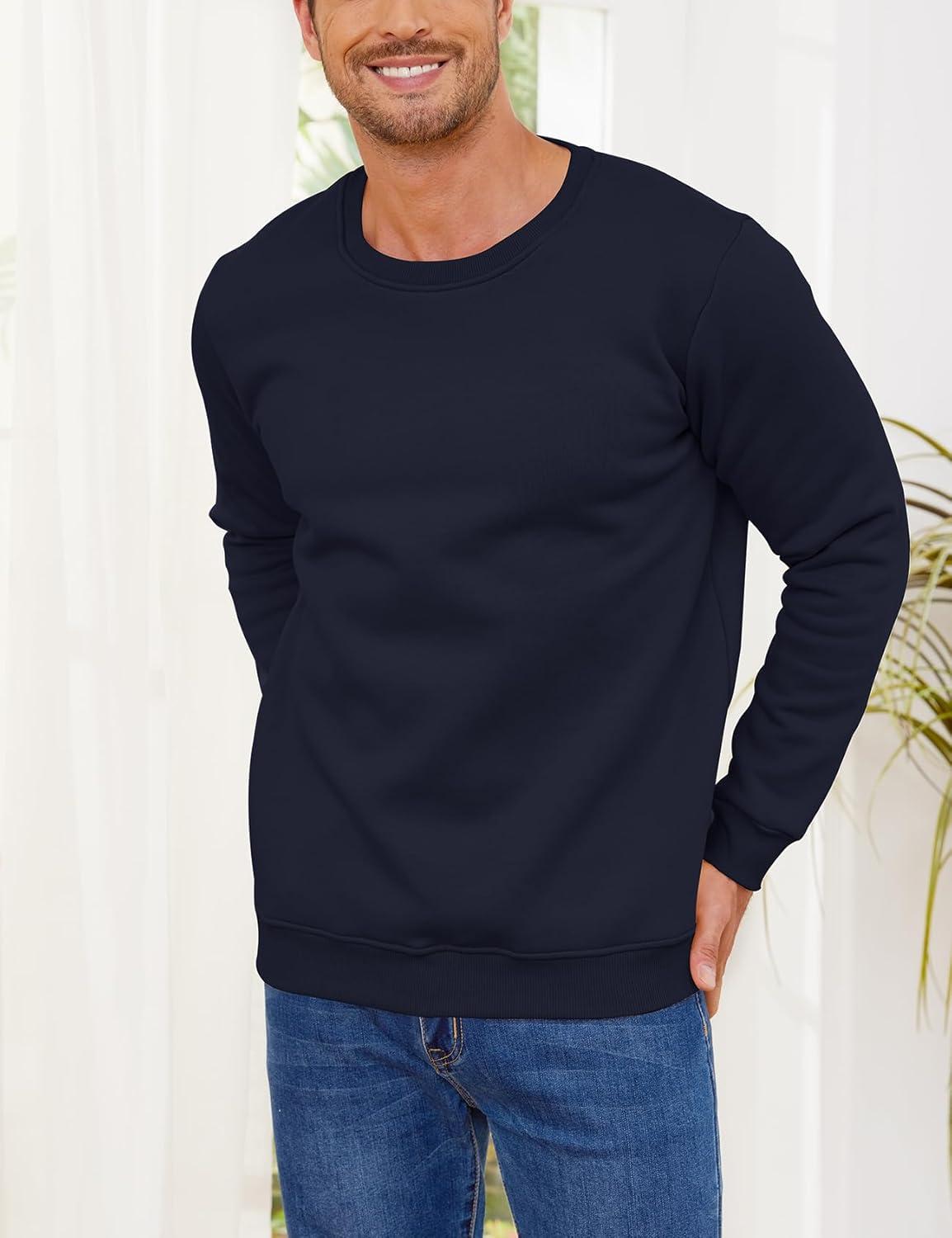 imageGihuo Mens Fleece Crewneck Sweatshirts Sherpa Lined Pullover Winter Warm ShirtNavy
