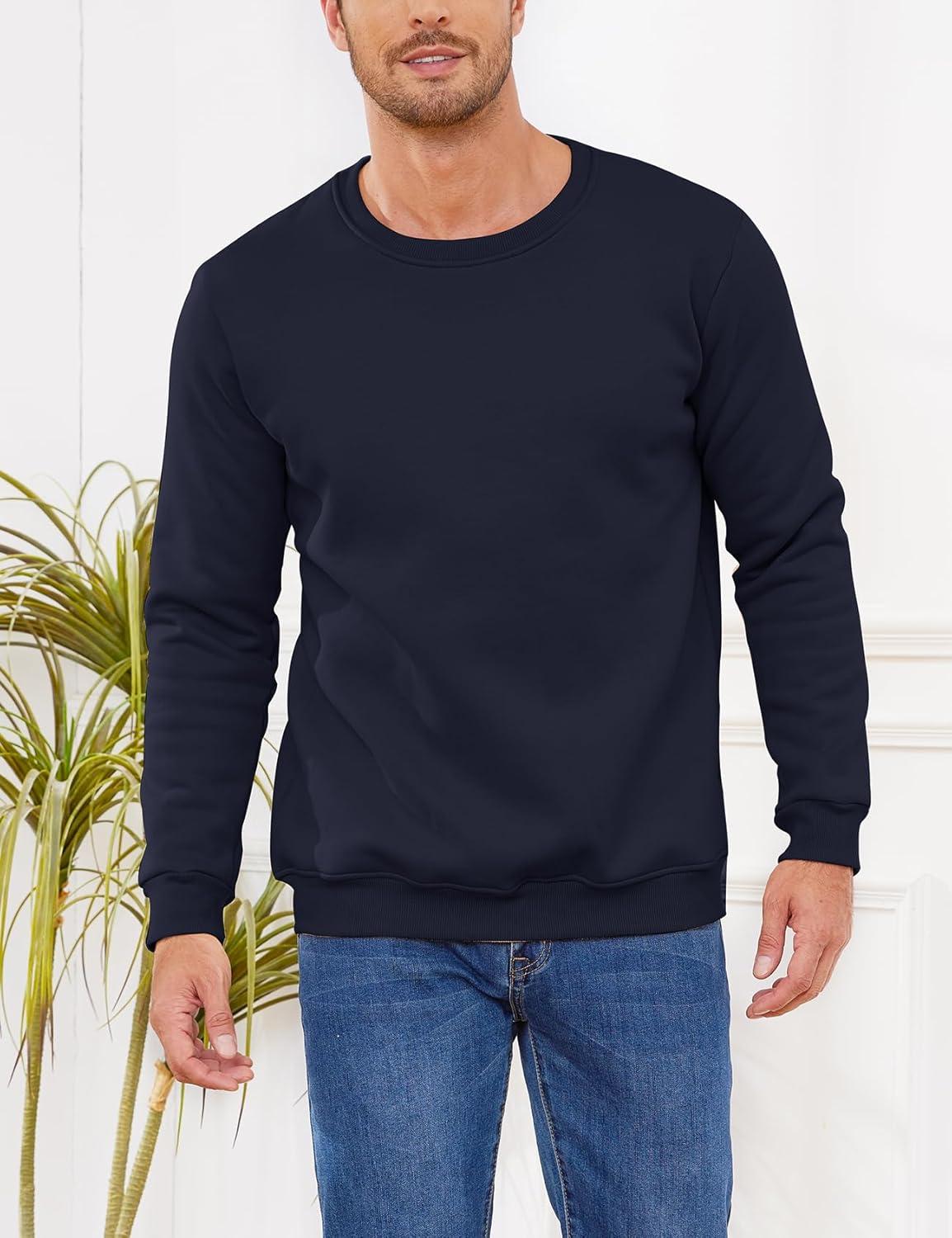 imageGihuo Mens Fleece Crewneck Sweatshirts Sherpa Lined Pullover Winter Warm ShirtNavy