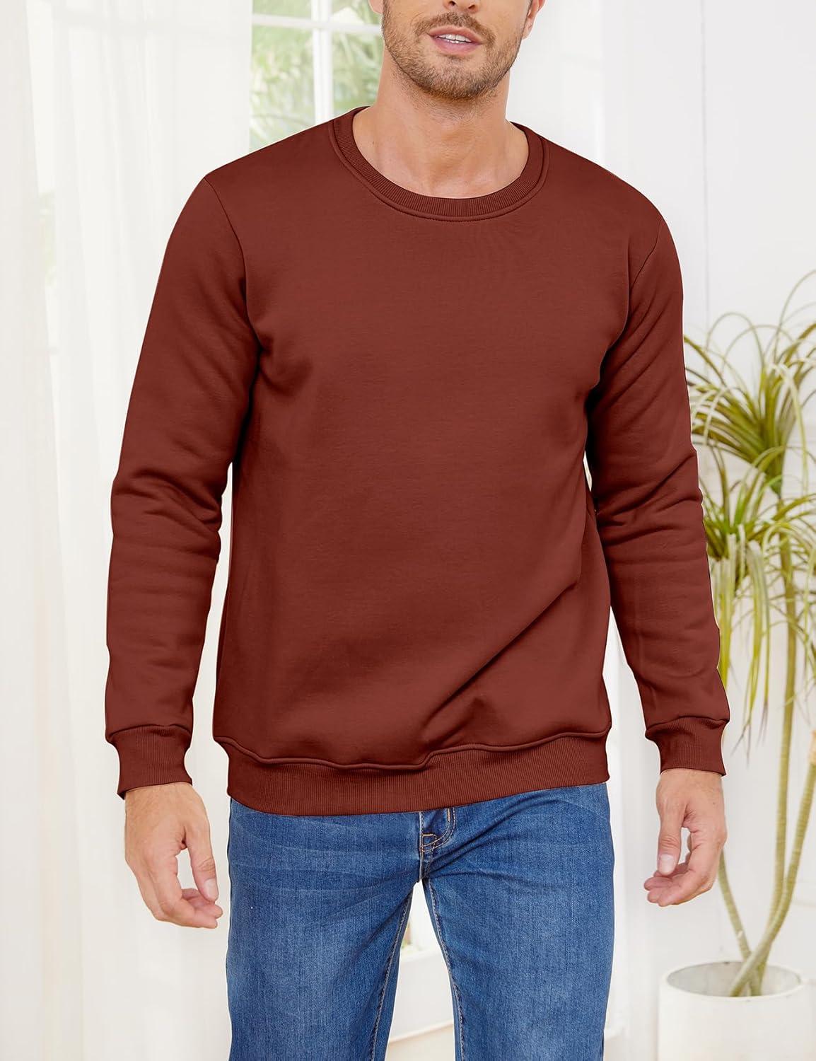 imageGihuo Mens Fleece Crewneck Sweatshirts Sherpa Lined Pullover Winter Warm ShirtWine