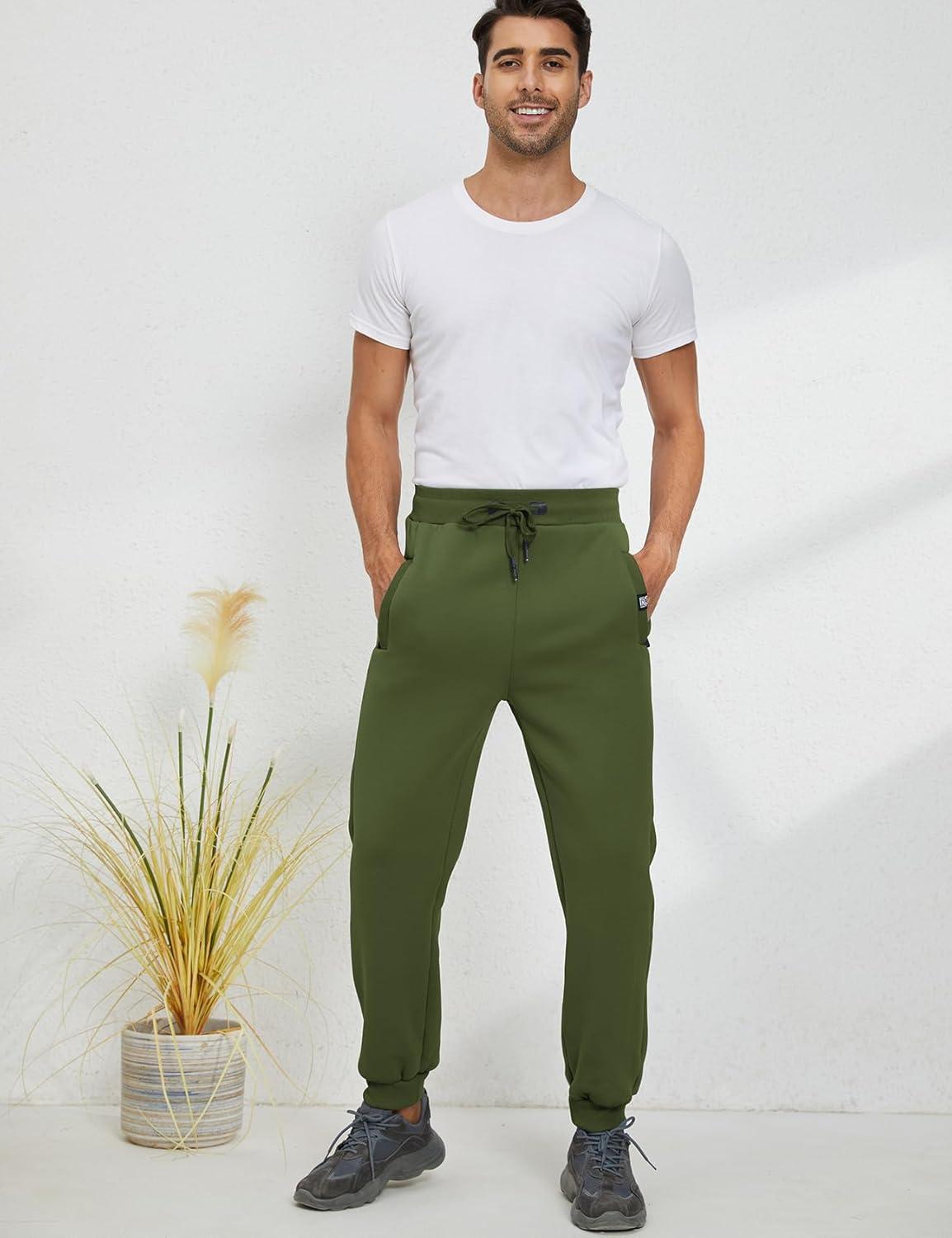 imageGihuo Mens Sherpa Lined Athletic Sweatpants Winter Warm Track Pants01 Armygreenribbed Cuffs