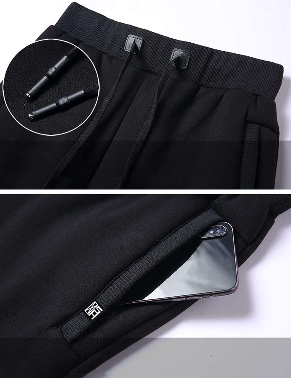 imageGihuo Mens Sherpa Lined Athletic Sweatpants Winter Warm Track Pants01 Blackribbed Cuffs