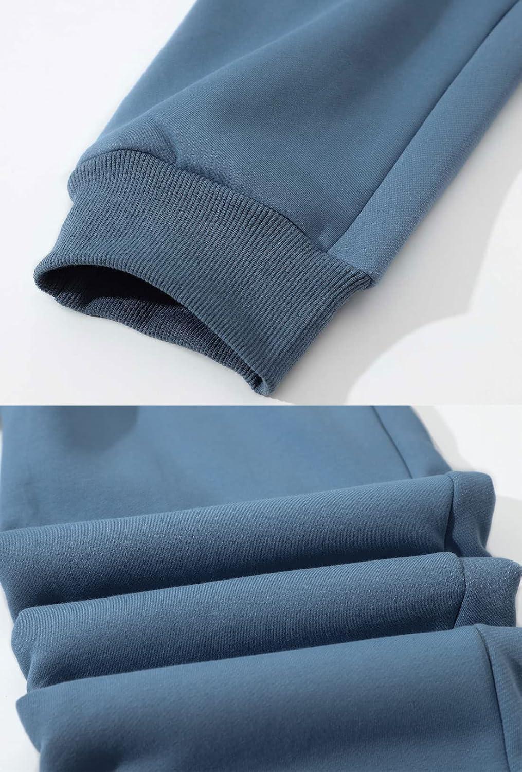 imageGihuo Mens Sherpa Lined Athletic Sweatpants Winter Warm Track Pants01 Blueribbed Cuffs