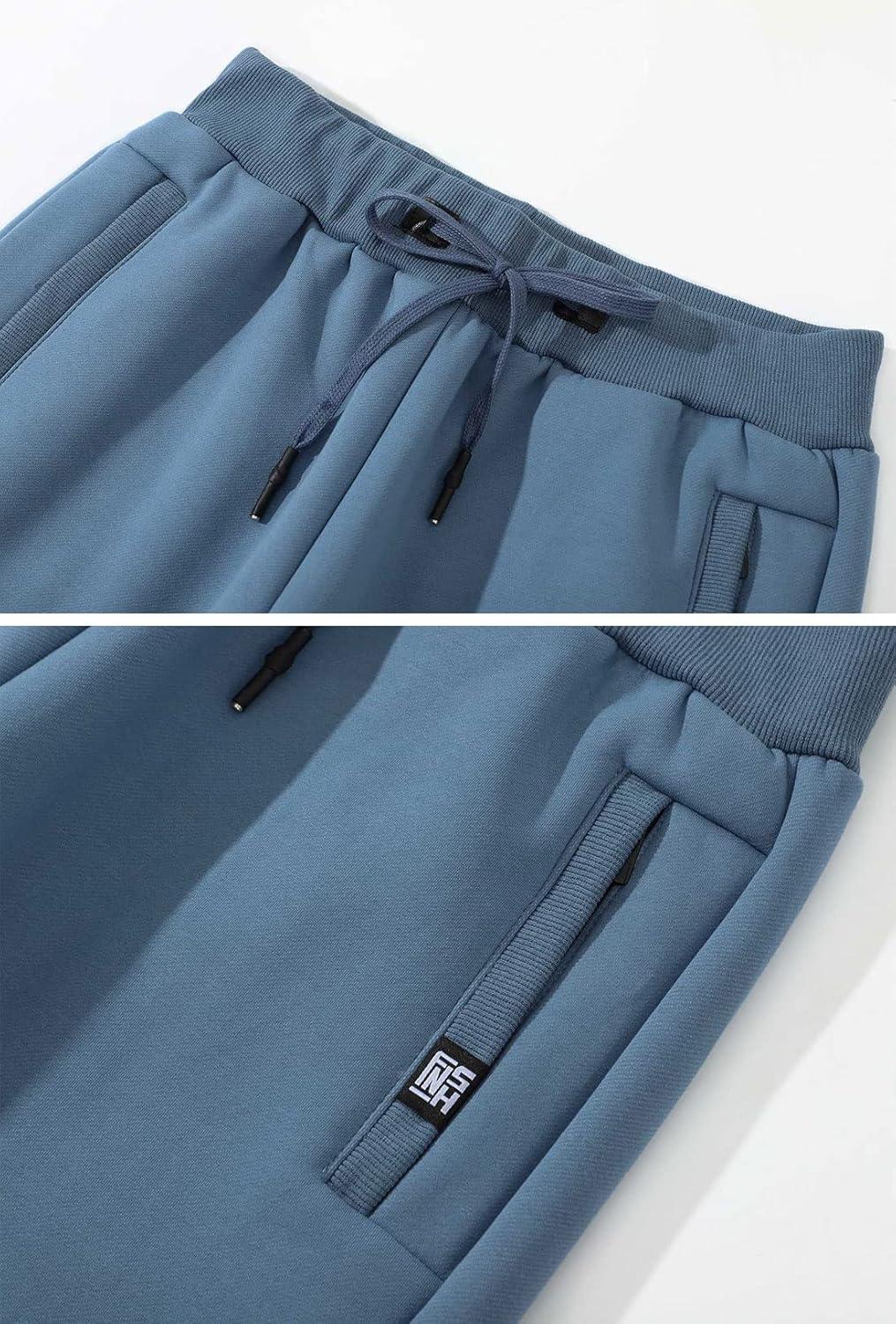 imageGihuo Mens Sherpa Lined Athletic Sweatpants Winter Warm Track Pants01 Blueribbed Cuffs
