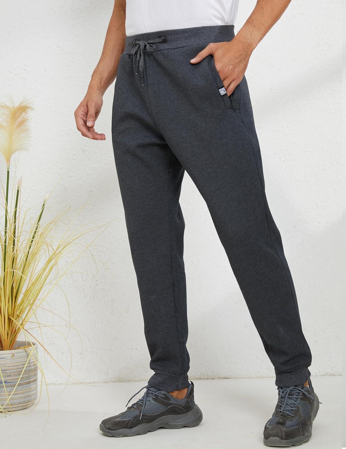 imageGihuo Mens Sherpa Lined Athletic Sweatpants Winter Warm Track Pants01 Dark Greyribbed Cuffs