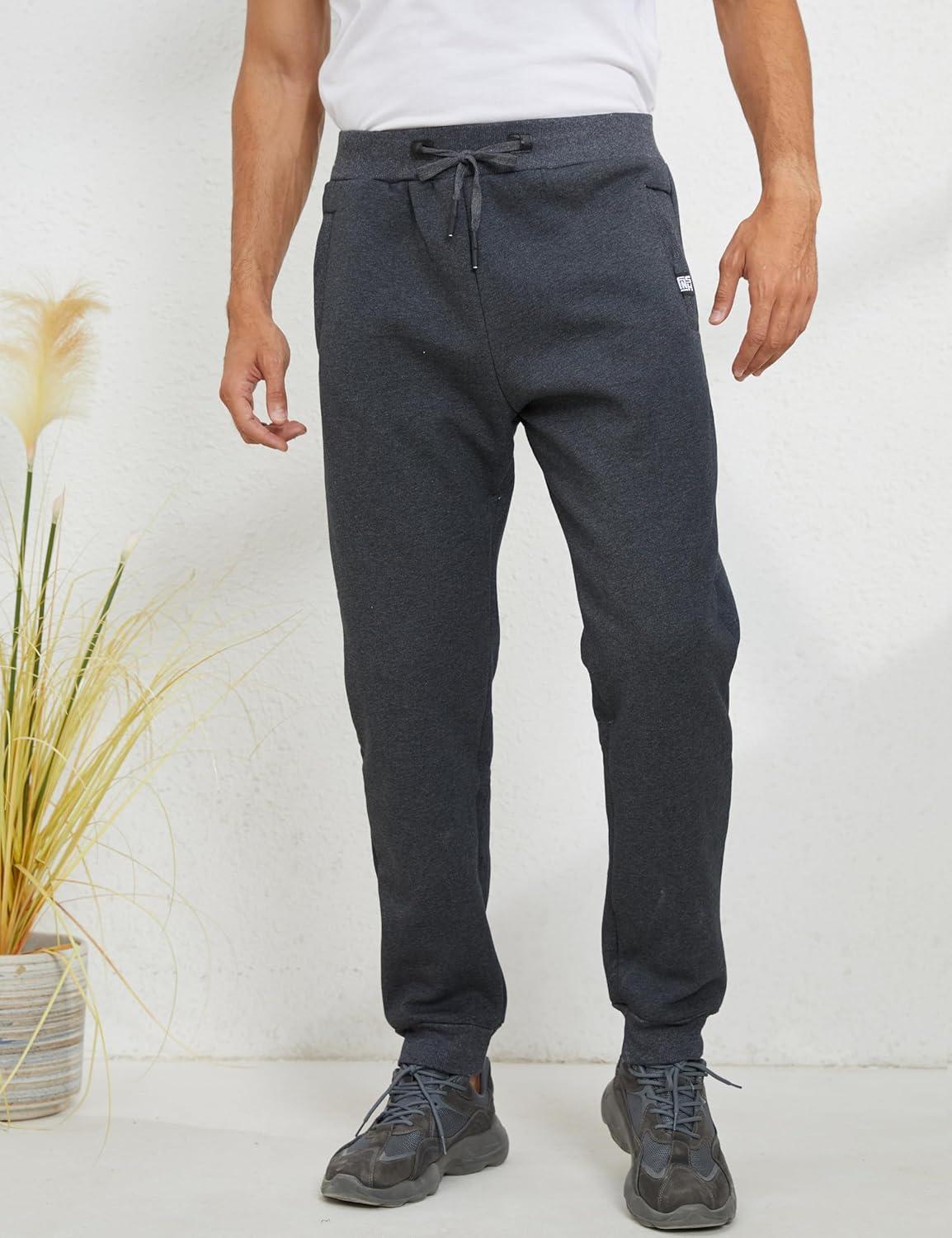 imageGihuo Mens Sherpa Lined Athletic Sweatpants Winter Warm Track Pants01 Dark Greyribbed Cuffs
