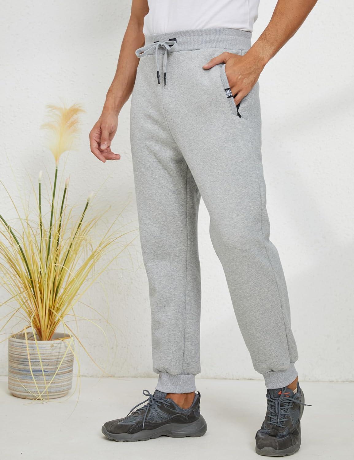 imageGihuo Mens Sherpa Lined Athletic Sweatpants Winter Warm Track Pants01 Lightgreyribbed Cuffs