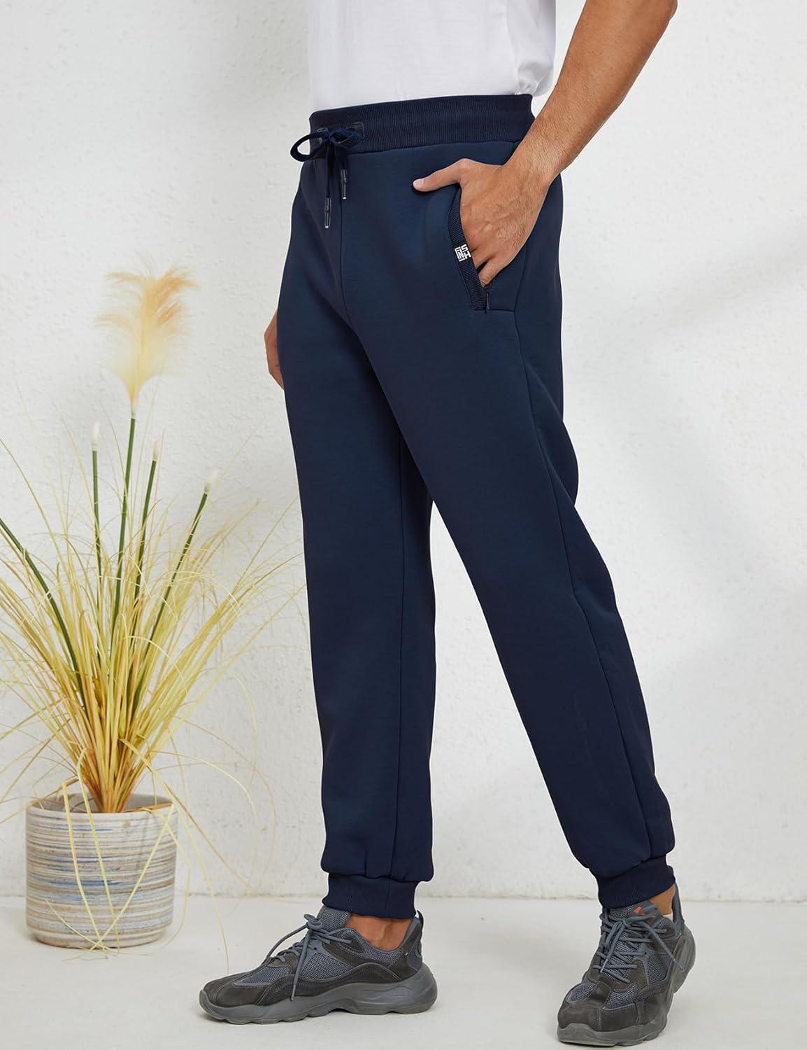 imageGihuo Mens Sherpa Lined Athletic Sweatpants Winter Warm Track Pants01 Navyribbed Cuffs