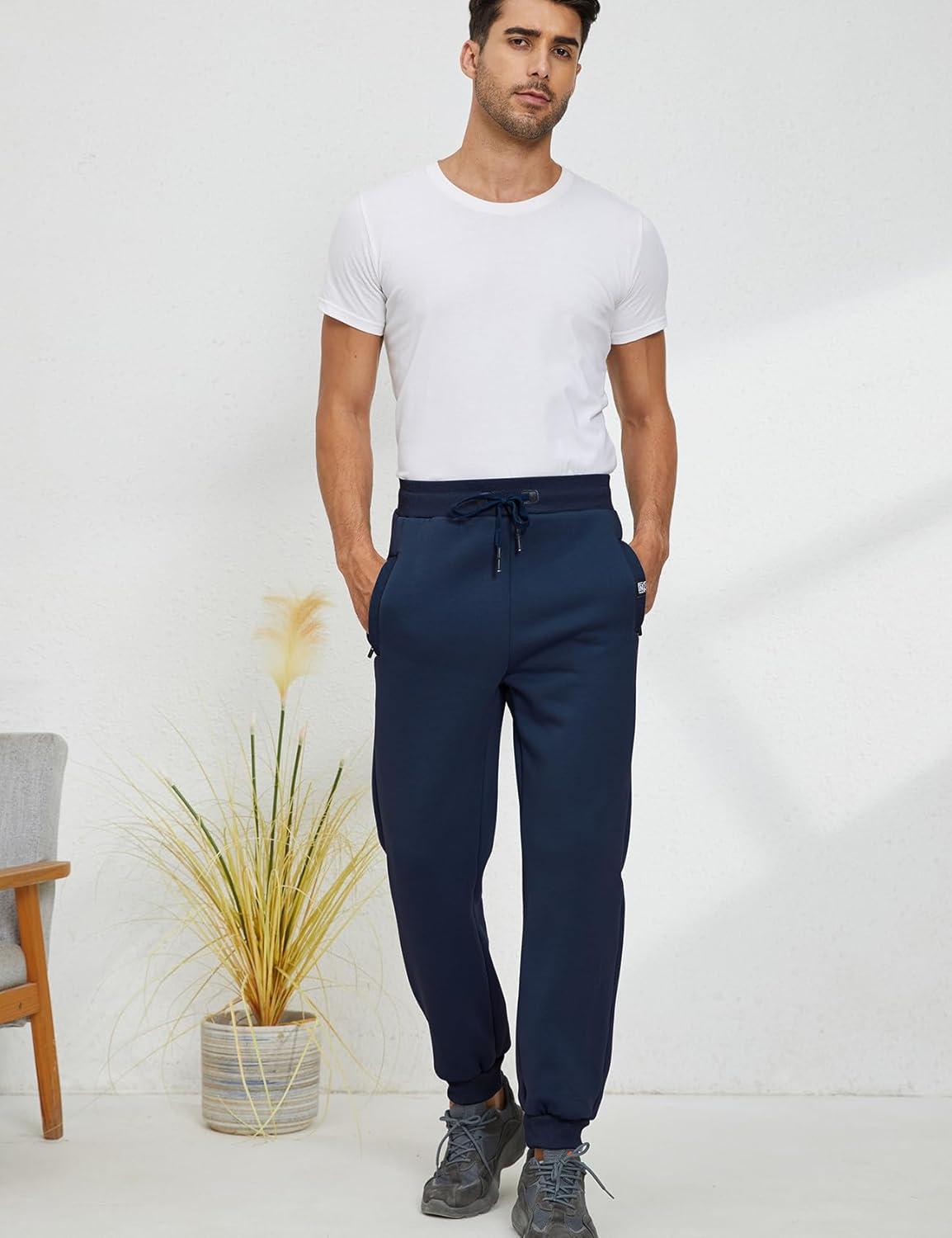 imageGihuo Mens Sherpa Lined Athletic Sweatpants Winter Warm Track Pants01 Navyribbed Cuffs