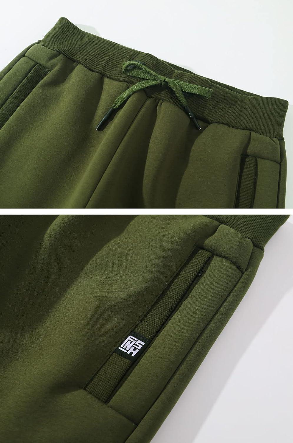 imageGihuo Mens Sherpa Lined Athletic Sweatpants Winter Warm Track Pants02 Armygreenstraight Cuffs