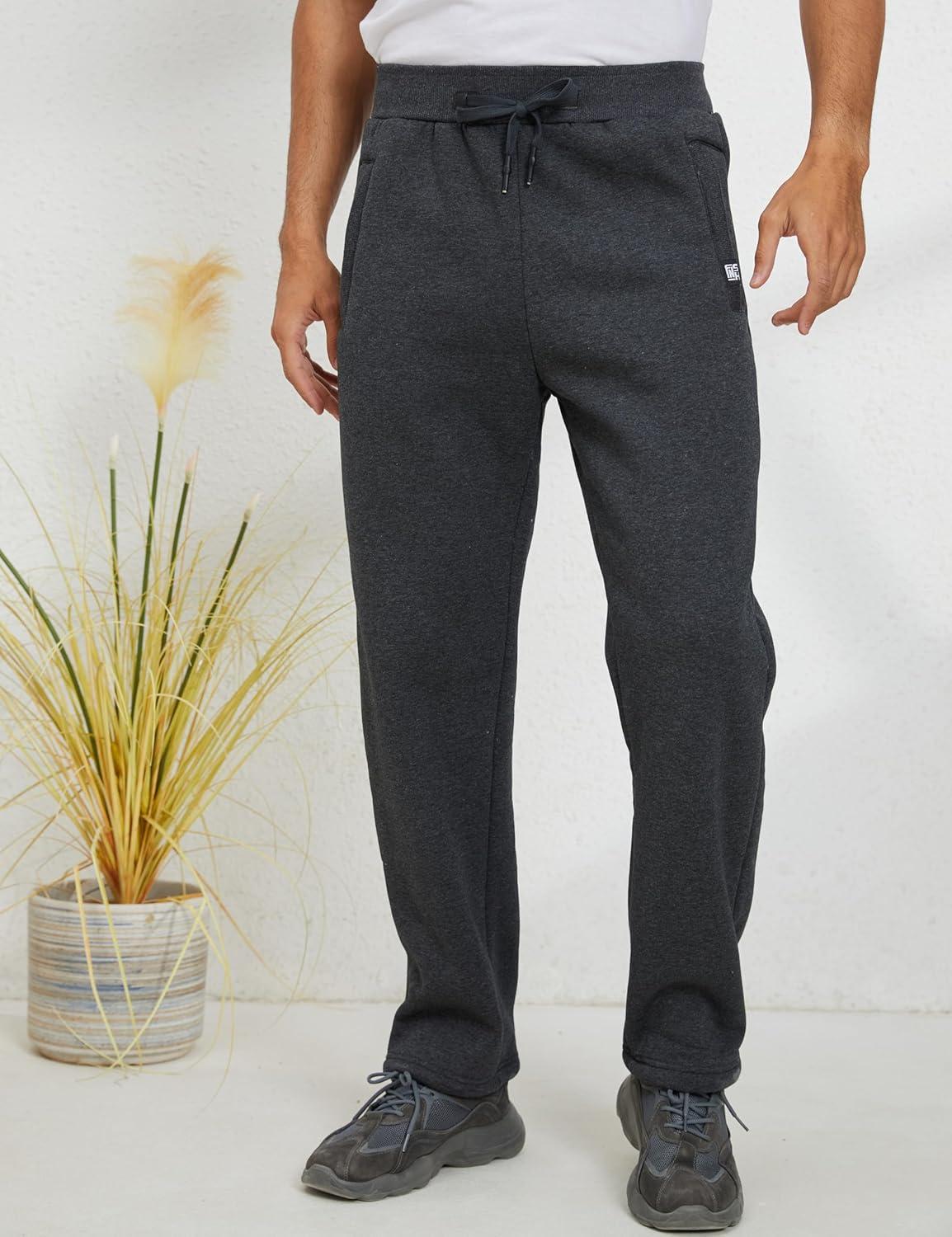 imageGihuo Mens Sherpa Lined Athletic Sweatpants Winter Warm Track Pants02 Dark Greystraight Cuffs