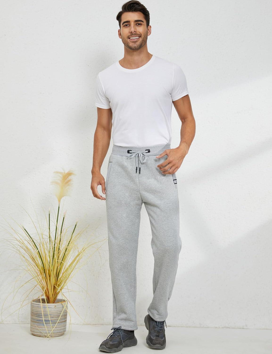 imageGihuo Mens Sherpa Lined Athletic Sweatpants Winter Warm Track Pants02 Lightgreystraight Cuffs