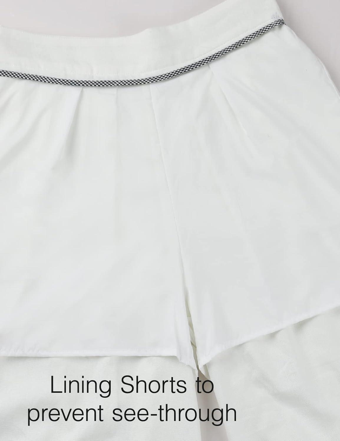 imageGihuo Women s Culottes Linen Blend Wide Leg Pants Elastic Waist Casual Palazzo Trousers with Pockets CaprisWhite