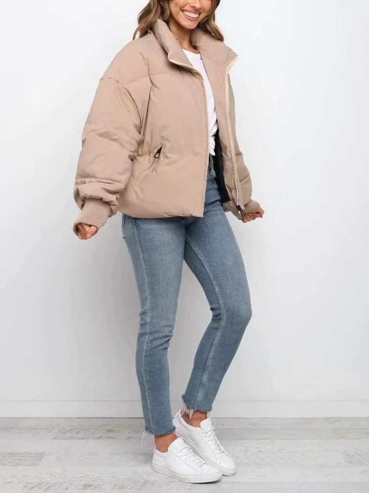 imageGihuo Womens Winter Cropped Puffer Jacket Coat Short Warm Quilted Jacket 2026Khaki