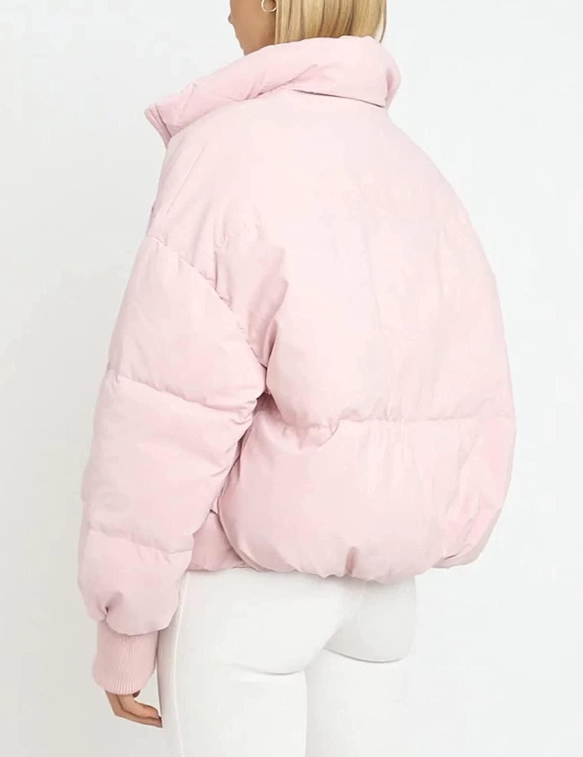 imageGihuo Womens Winter Cropped Puffer Jacket Coat Short Warm Quilted Jacket 2026Light Pink