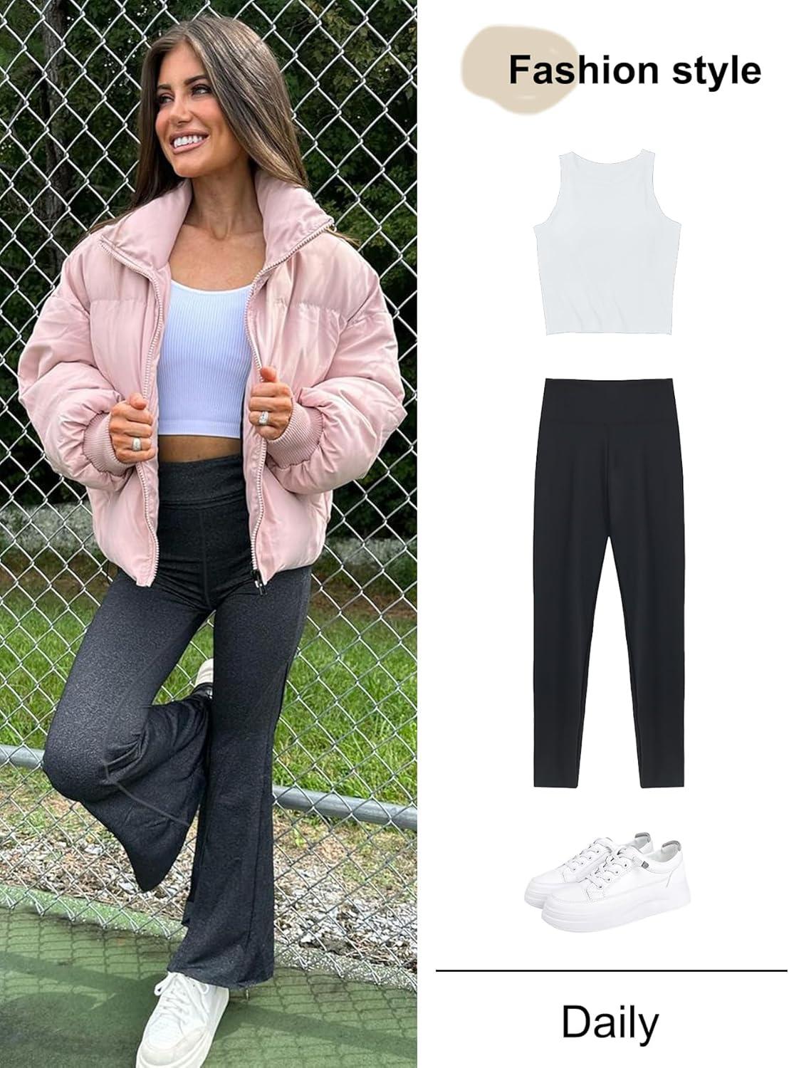 imageGihuo Womens Winter Cropped Puffer Jacket Coat Short Warm Quilted Jacket 2026Light Pink