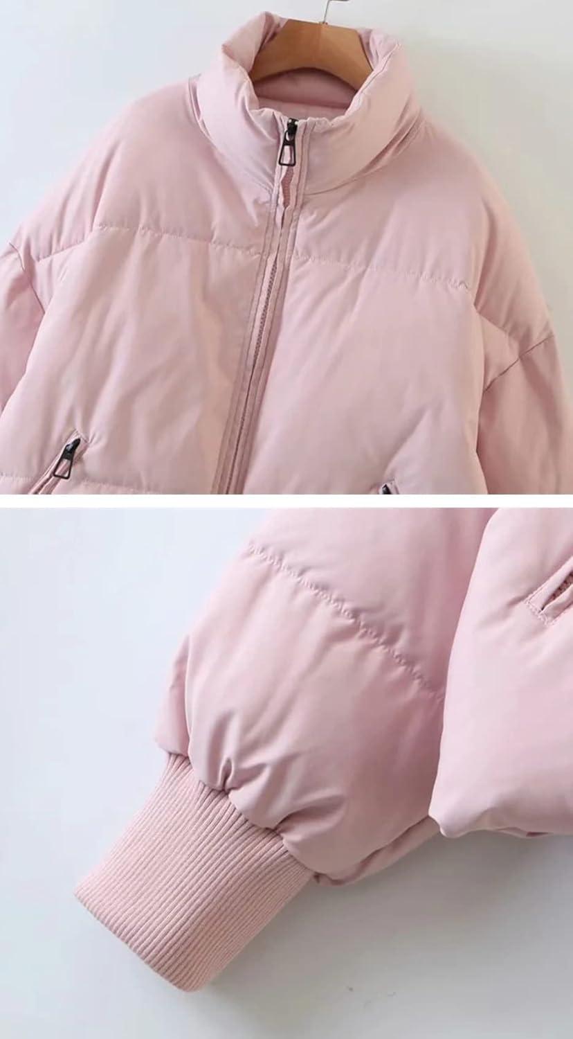 imageGihuo Womens Winter Cropped Puffer Jacket Coat Short Warm Quilted Jacket 2026Light Pink
