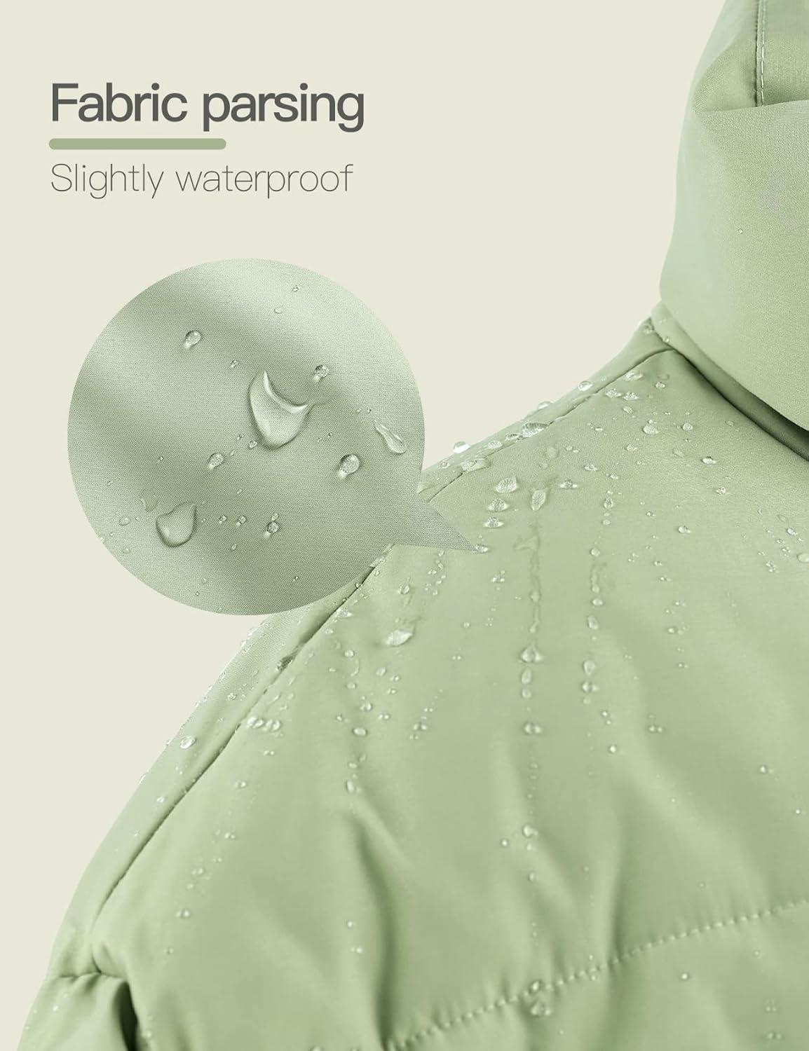 imageGihuo Womens Winter Cropped Puffer Jacket Coat Short Warm Quilted Jacket 2026Lightgreen