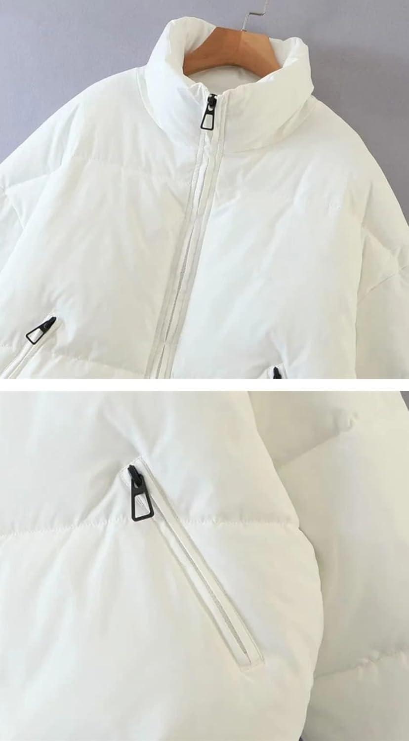imageGihuo Womens Winter Cropped Puffer Jacket Coat Short Warm Quilted Jacket 2026White