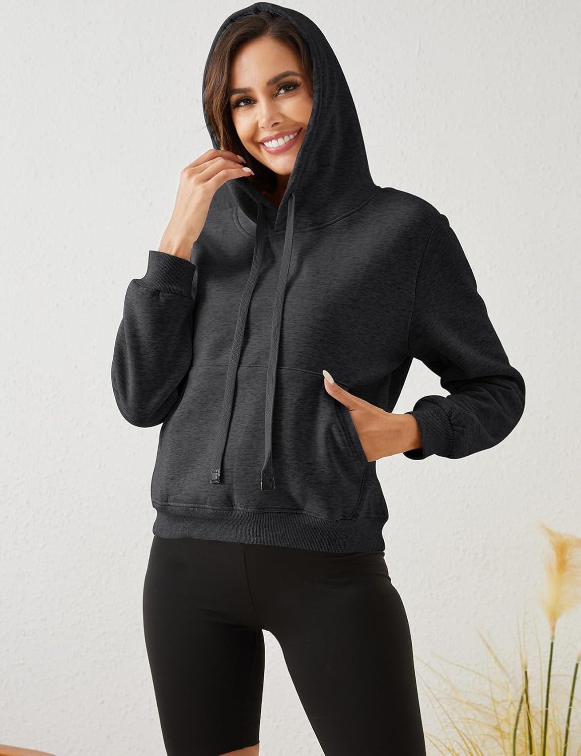 imageGihuo Womens Winter Warm Hoodie Sherpa Fleece Lined Pullover Hoodie Hooded SweatshirtDarkgrey