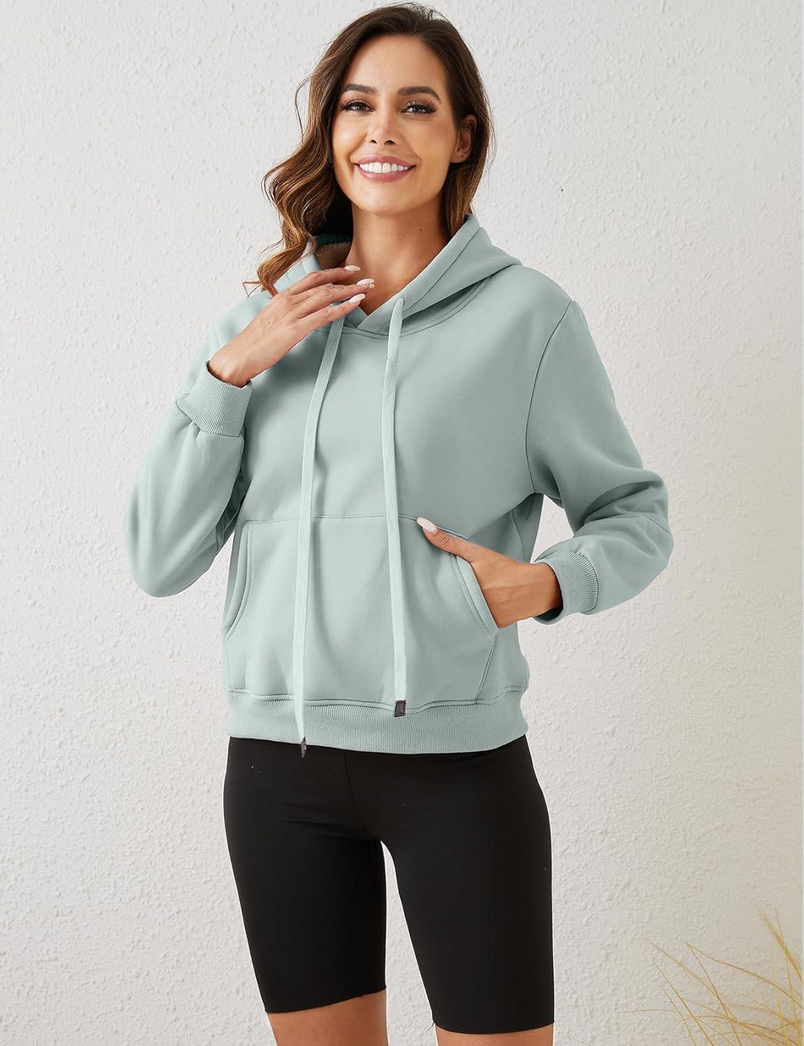imageGihuo Womens Winter Warm Hoodie Sherpa Fleece Lined Pullover Hoodie Hooded SweatshirtGreen