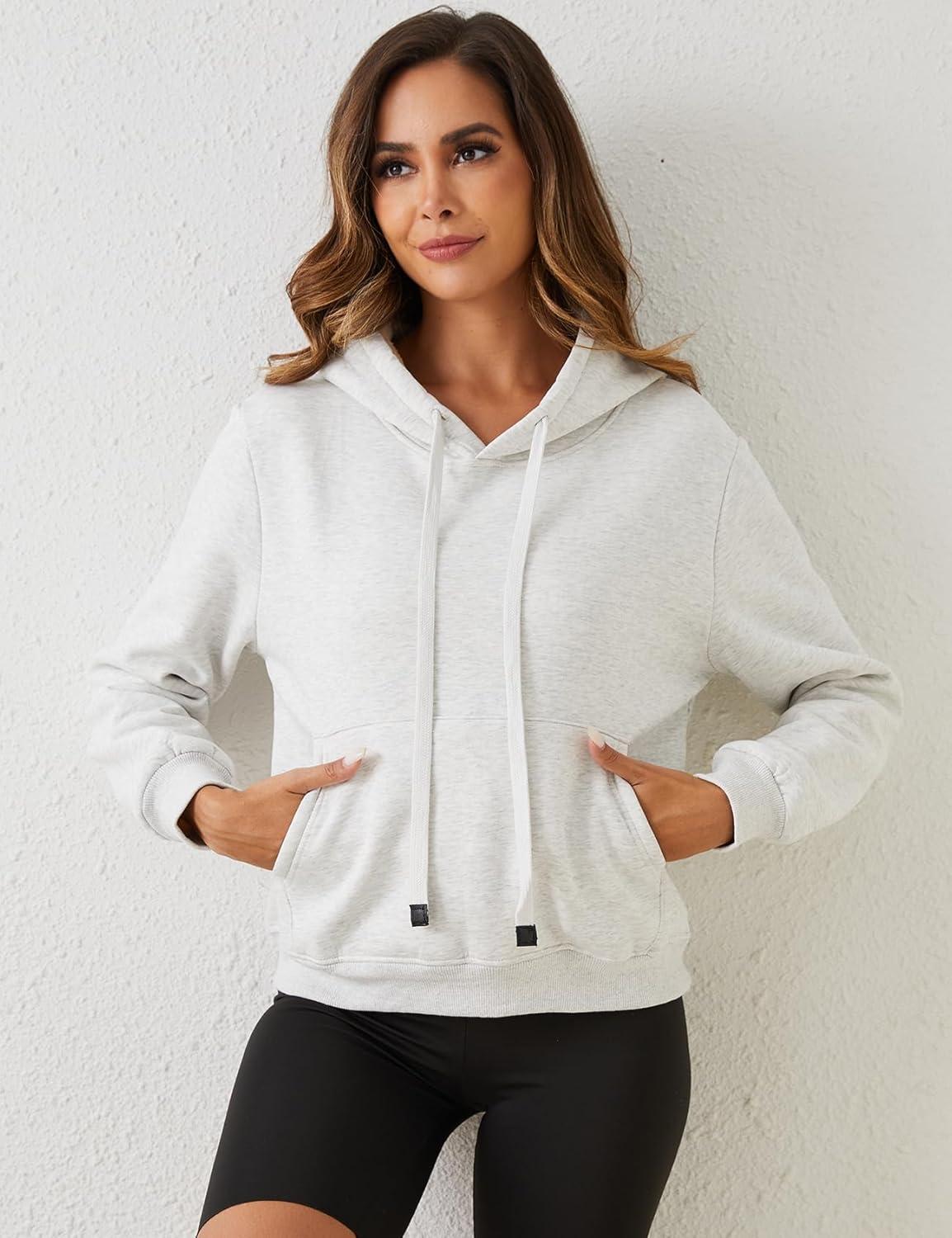 imageGihuo Womens Winter Warm Hoodie Sherpa Fleece Lined Pullover Hoodie Hooded SweatshirtWhite