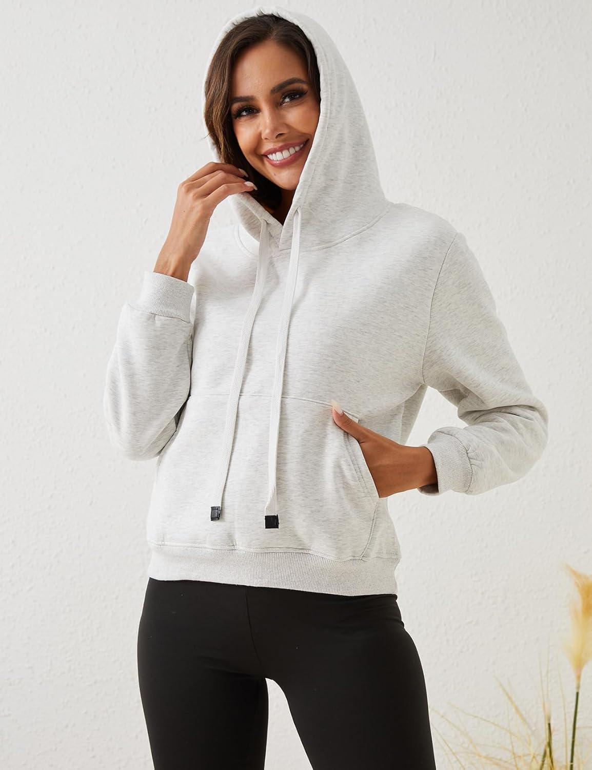 imageGihuo Womens Winter Warm Hoodie Sherpa Fleece Lined Pullover Hoodie Hooded SweatshirtWhite