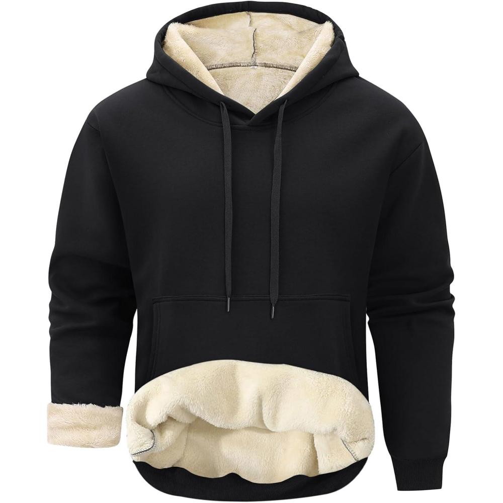 imageGihuo Mens Fleece Crewneck Sweatshirts Sherpa Lined Pullover Winter Warm Shirt02 Black