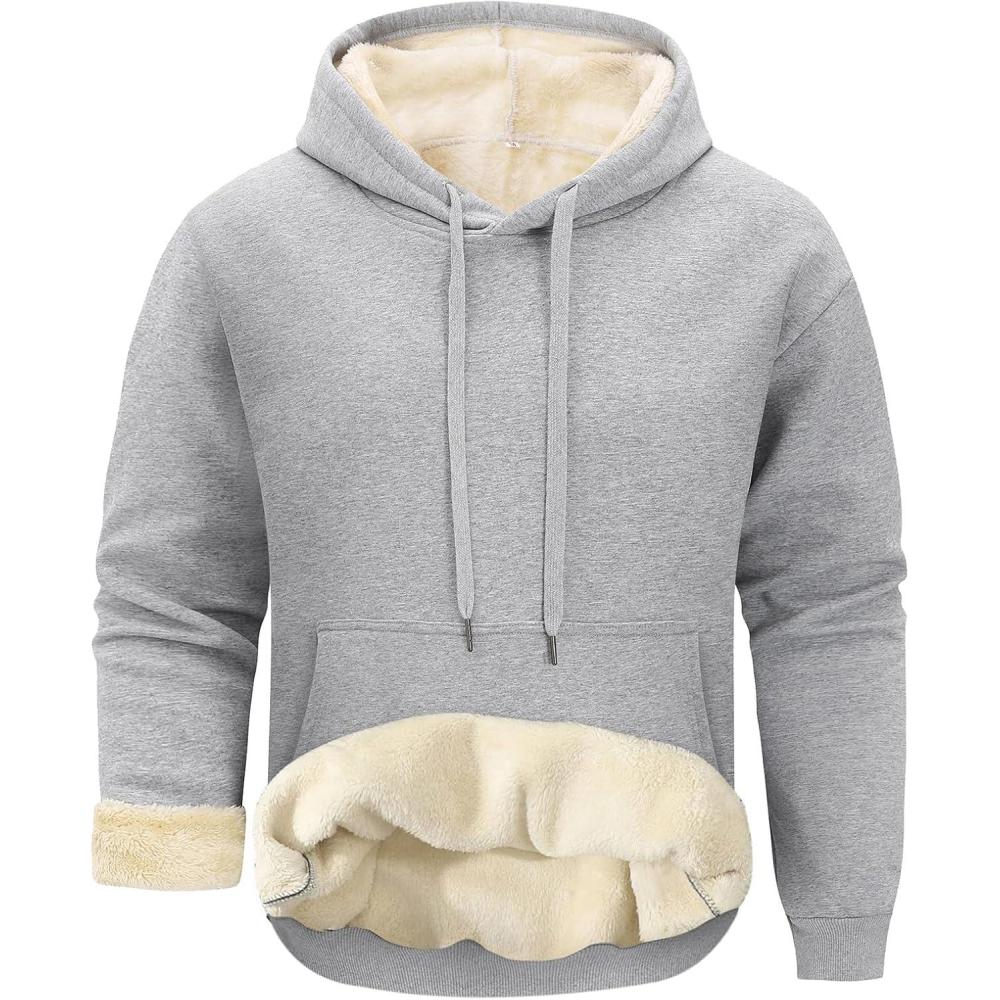 imageGihuo Mens Fleece Crewneck Sweatshirts Sherpa Lined Pullover Winter Warm Shirt02 Light Grey