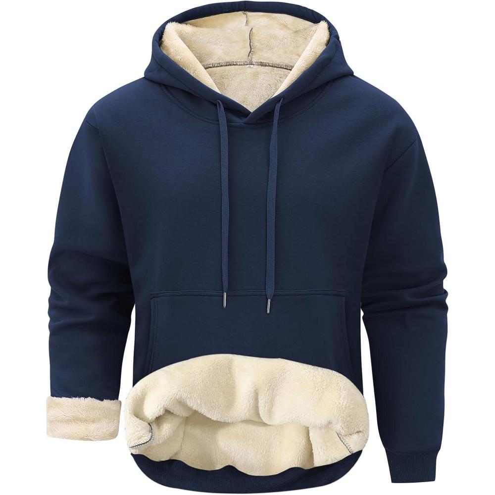 imageGihuo Mens Fleece Crewneck Sweatshirts Sherpa Lined Pullover Winter Warm Shirt02 Navy