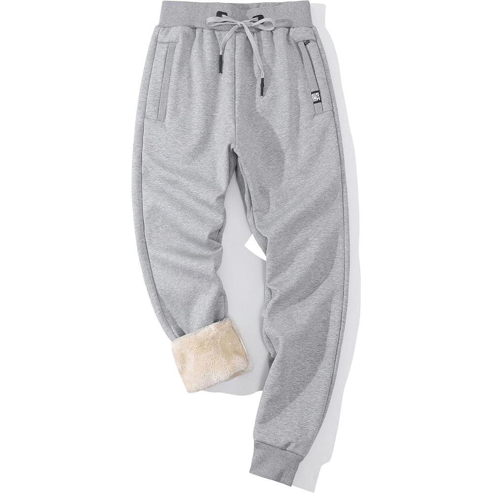 imageGihuo Mens Sherpa Lined Athletic Sweatpants Winter Warm Track Pants01 Lightgreyribbed Cuffs