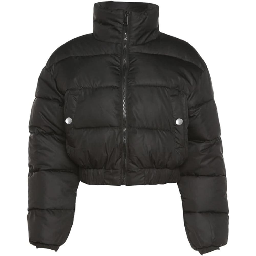 imageGihuo Womens Cropped Puffer Jacket Winter Quilted Jackets Coat01black
