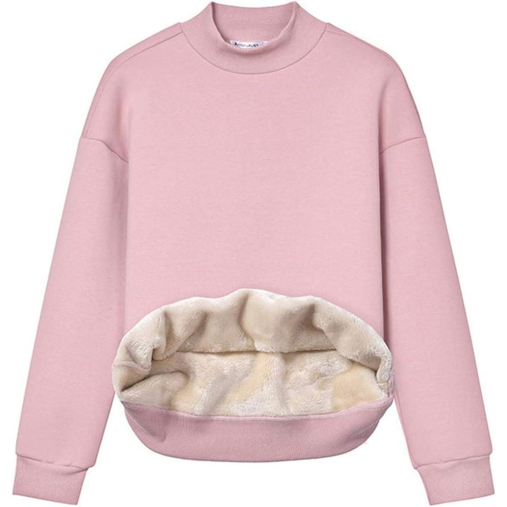 imageGihuo Womens Mockneck Sweatshirt Winter Warm Fleece Sherpa Lined Pullover TopsPink