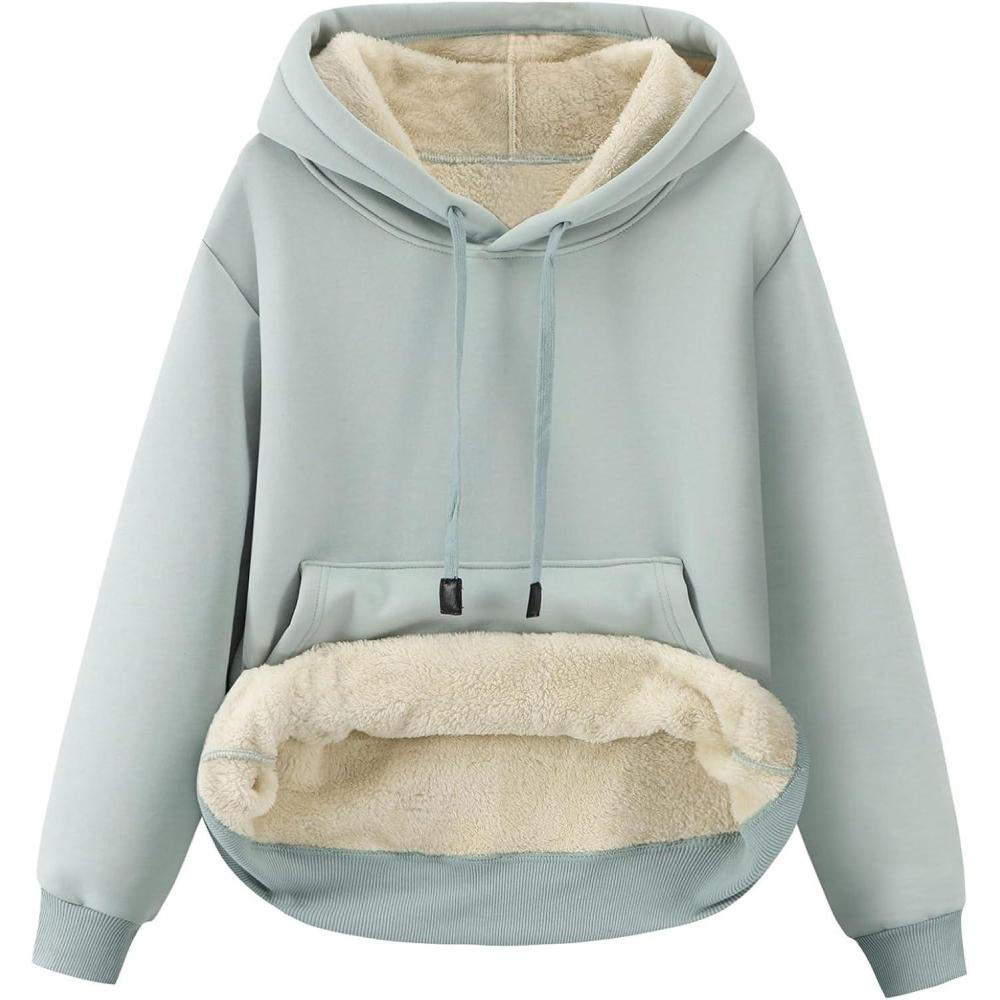 imageGihuo Womens Winter Warm Hoodie Sherpa Fleece Lined Pullover Hoodie Hooded SweatshirtGreen