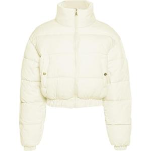 Gihuo Womens Cropped Puffer Jacket Winter Quilted Jackets Coat(01beige)