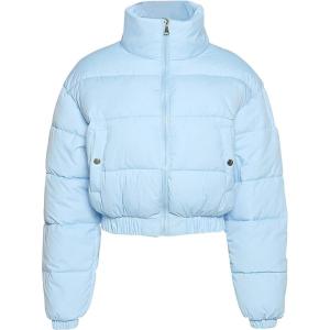 Gihuo Womens Cropped Puffer Jacket Winter Quilted Jackets Coat(01blue)