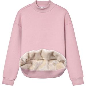 Gihuo Women’s Mockneck Sweatshirt Winter Warm Fleece Sherpa Lined Pullover Tops(Pink)