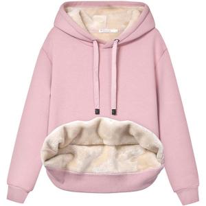 Gihuo Women’s Winter Warm Hoodie Sherpa Fleece Lined Pullover Hoodie Hooded Sweatshirt(Light Pink)